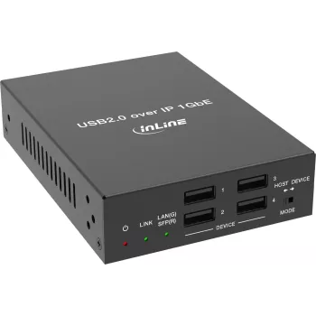 InLine® USB 2.0 host/device hosszabbító IP-n keresztül, egyedi eszköz, RJ45 / SFP