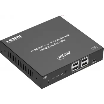 InLine® KVM-hosszabbító IP-n keresztül, HDMI 4K/60Hz, 100m, vevő (RX) (57886H)
