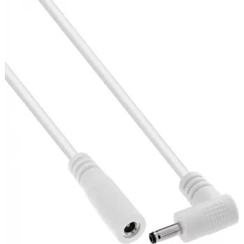 InLine® DC hosszabbítókábel, szögdugó, 3,5 x 1,35 mm, fehér, 3 m