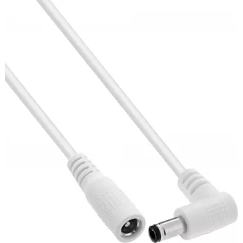 InLine® DC hosszabbító kábel, szögletes dugó, 5,5 x 2,1 mm, fehér, 3 m
