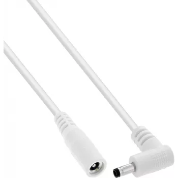 InLine® DC hosszabbítókábel, szögcsatlakozó, 4,0 x 1,7 mm, fehér, 1 m
