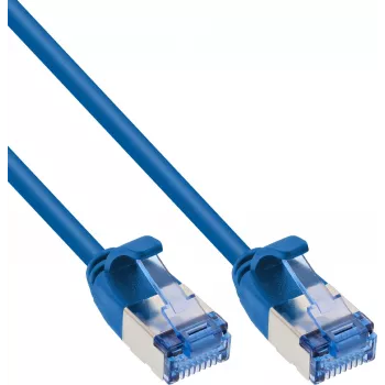 InLine® karcsú Cat.6A U/FTP patchkábel, 2 m, kék, 10GbE, LSZH