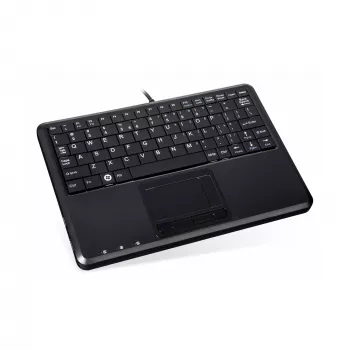 Perixx PERIBOARD-510 H PLUS UK mini USB billentyűzet touchpaddal és 2-portos USB hubbal, fekete