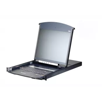 ATEN KL1108VN 8 portos 19 inch LCD KVM over IP switch, Dual Rail, US billentyűzet