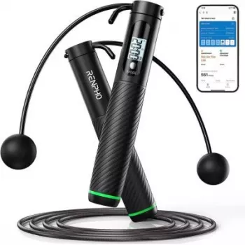 RENPHO Smart Springseil 2-in-1 R-Q008 ugrálókötél, Bluetooth 5.0, vezeték nélküli és köteles mód, LED-kijelző, állítható hossz, USB-C tölthető, fekete