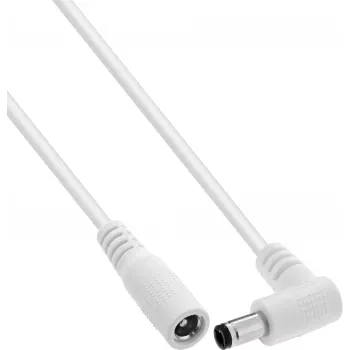 InLine® DC hosszabbítókábél, szögcsatlakozó, 5,5 x 2,1 mm, fehér, 5 m