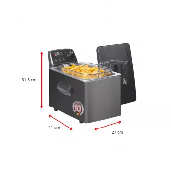 Fritel Turbo SF 4551M olajsütő 3200 W 4,5 L rozsdamentes acél fekete
