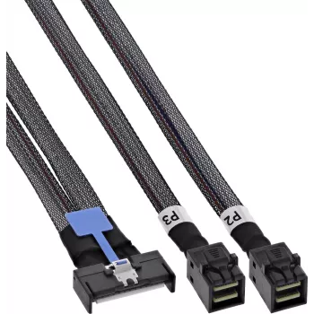 InLine® MCIO x8 2x MiniSAS-HD SFF-8643 kábél, 0,5 m, fekete
