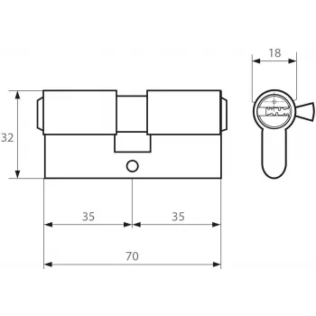 PSG 63.63535.MN Euro Profile Double Cylinder Lock 35/35 Satin Nickel