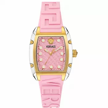 Versace VE8K00224 női kvarcóra, 45 mm, szürke nemesacél tok, rózsaszín számlap, rózsaszín szilikon szíj