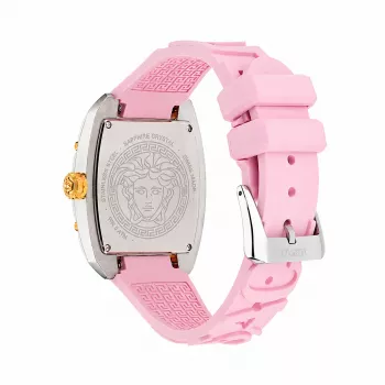 Versace VE8K00224 női kvarcóra, 45 mm, szürke nemesacél tok, rózsaszín számlap, rózsaszín szilikon szíj
