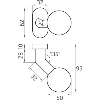 PSG 63.419 Movable Round Stainless Steel Door Knob with Offset Oval Escutcheon