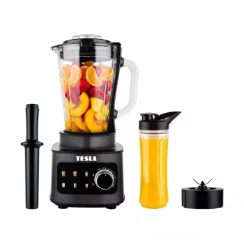 TESLA CrunchX Power NF650 turmixgép 1500 W üvegedénnyel 1,5 L, 600 ml palackkal, fekete/ezüst