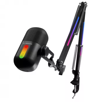 Rampage ARPEJ gamer kondenzátormikrofon karos tartóval, RGB, fekete