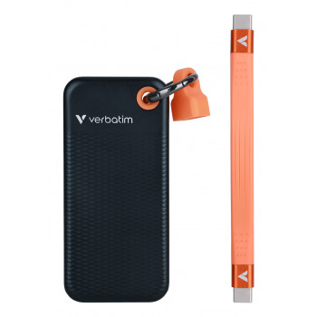 Verbatim 32418 Pocket SSD, 256 GB, USB Type-C, USB 3.2 Gen 2, 1000 MB/s, Black/Orange