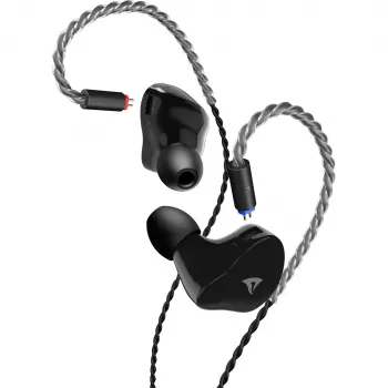 Sharkoon Stealthbite IEM in-ear gamer headset levehető kengyelmikrofonnal, USB-C/USB-A/3,5 mm, fekete