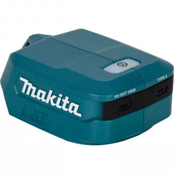 Makita ADP15 18V LXT USB-adapter két USB-csatlakozóval, 2,1 A csatlakozónként, túlterhelésvédelem, fekete