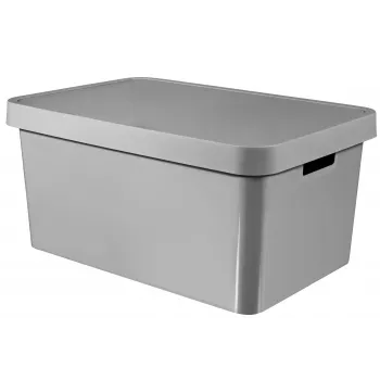 Curver Infinity Recycled 45L tárolódoboz fedéllel, szürke, 56x39x27 cm