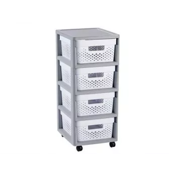CURVER Infinity gurulós konténer 4 fiókkal 11L 30x36x69cm szürke/fehér