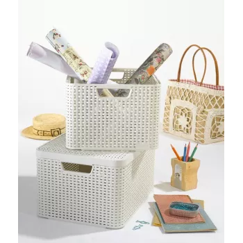 CURVER Style S Storage Box 28.5 x 19.4 x 13 cm Cream Rattan Effect