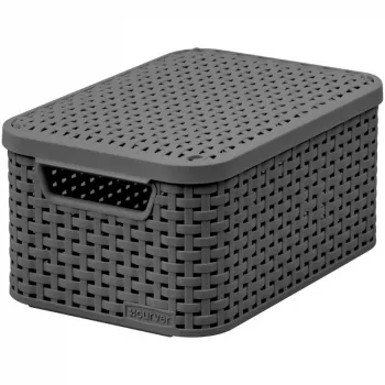 CURVER Style S Storage Box with Lid, 29.1 x 19.8 x 14.2 cm, Dark Grey, 8.2L