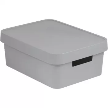 Curver Infinity Recycled 11L Storage Box with Lid, Grey, 36x27x14cm