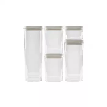CURVER száraz élelmiszeres tárolódoboz-készlet 0,5L + 2x1,2L + 1,8L + 2,4L Kara átlátszó/fehér