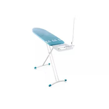 LEIFHEIT Air Board Express L Solid vasalódeszka 130x38 cm Thermo-Reflect technológiával, 75-98 cm magasságállítás, összecsukható, vállforma, csúszásmentes lábak, vasalótartó, kábelrögzítő, fehér/kék