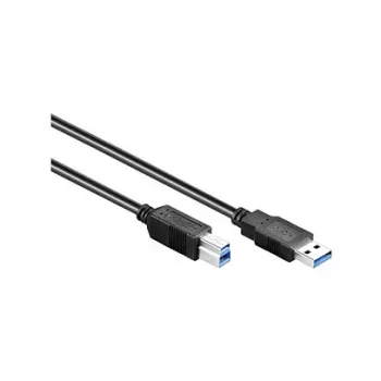 GoodConnections USB 3.0 kábel Type-A dugó – Type-B dugó, 1,8 m, fekete, SuperSpeed 5 Gbps, nikkelezett csatlakozók, kétszeresen árnyékolt 2710-S02