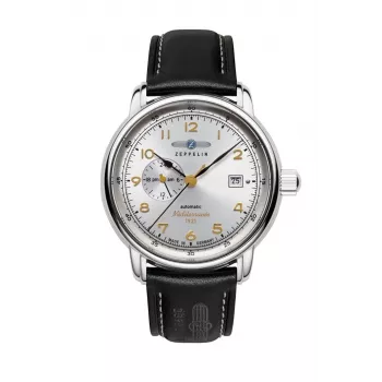 Zeppelin Mediterranee 96681 automata férfi karóra, 40mm, kék számlap, kék bőrszíj