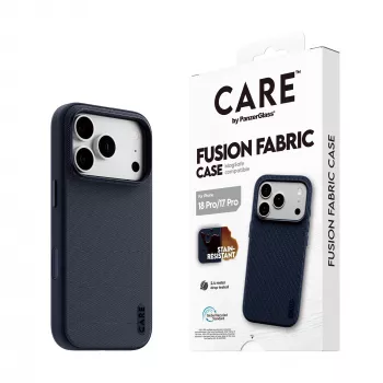 CARE by PanzerGlass Fusion Fabric tok kék MagSafe-dzsel iPhone 17 Pro-hoz