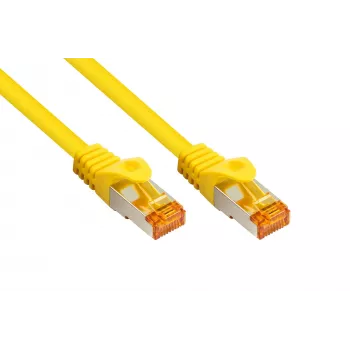 KABELMEISTER RJ45 patchkábel Cat.7 nyerskábel, rendkívül rugalmas TPE köpeny, halogénmentes, sárga, 7,5m