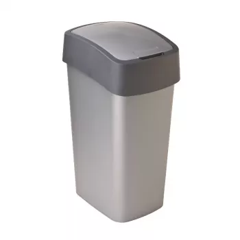 CURVER Flip Bin 45L Waste Bucket Silver/Grey