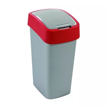 CURVER Flip Bin 45L kuka ezüst/piros billenőfedéllel