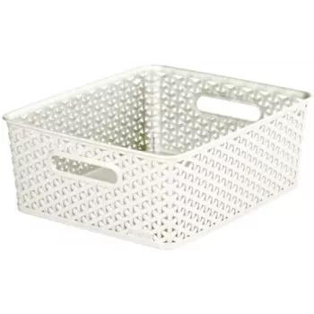 CURVER My Style M 13L Cream Rectangular Storage Basket with Rattan Effect