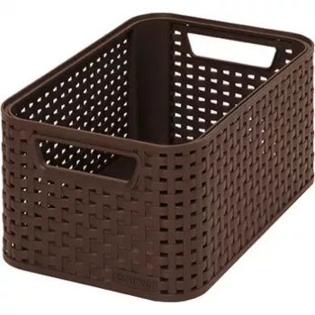 CURVER KIS Style S Storage Box 7.2L Dark Brown Woven Rattan Effect 28.5x19.4x13cm