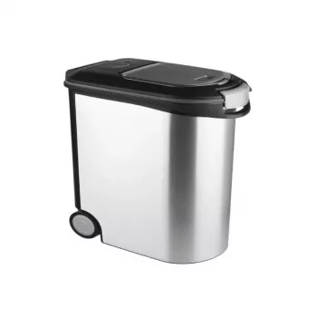 CURVER Pet Life kerekekkel ellátott táp-tároló edény, 12kg, 35L, 49,3x27,8x40,3 cm, ezüst