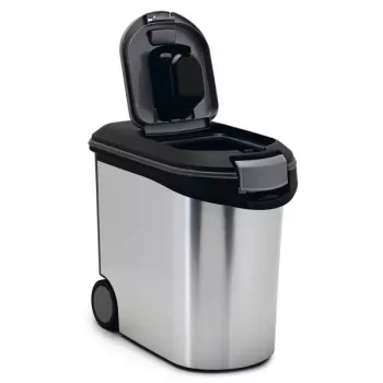 CURVER Pet Life kerekekkel ellátott táp-tároló edény, 12kg, 35L, 49,3x27,8x40,3 cm, ezüst