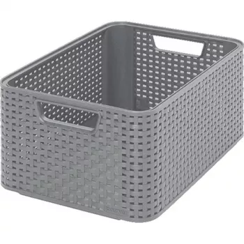 CURVER Style Storage Box M 38.6x28.7x17 cm Light Grey Rattan Effect 17L
