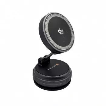 Evelatus Qi2 25W mágneses vezeték nélküli autós töltő AutoSpring spirálkábellel USB-C 1,2m fekete