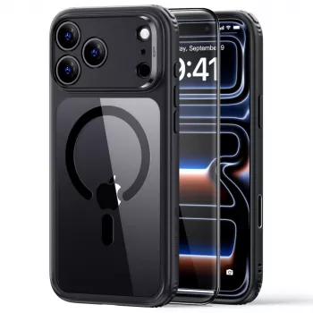 ESR Classic Hybrid MagSafe & Tempered Glass Case for iPhone 17 Pro / 18 Pro Clear/Black