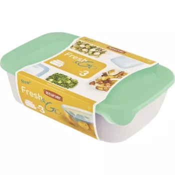 CURVER Fresh & Go téglalap alakú tárolókészlet 3 részes (2L + 1L + 0,5L) zöld
