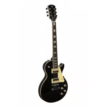 Stagg SEL-STD Black elektromos gitár tömör égerfa testtel, mahagóni set-nyakkal, rózsafa fogólappal, HH-hangszedőkkel, Tune-o-matic híddal