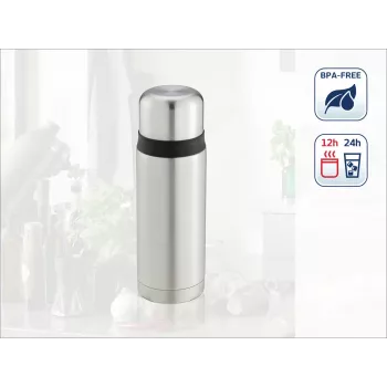 LEIFHEIT Thermos Coco 0,75L vákuum hőszigetelt palack, rozsdamentes acél üveg belsővel, ezüst