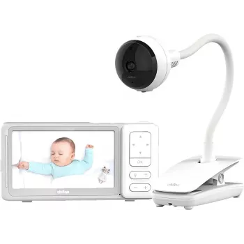 Chillax DM685 Wi-Fi/FHSS videós bébiőr 5 inch-os szülői egységgel, 1080p kamerával, dönthető-forgatható funkcióval, éjjellátóval, kétirányú hangátvitellel, hőmérséklet-érzékelővel, altatódalokkal, fehér