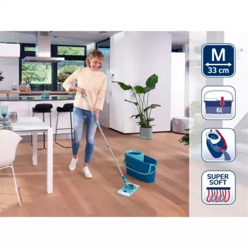 LEIFHEIT padlótisztító készlet Clean Twist M Ergo Power Cleaner 1L-rel, spin-mop rendszer, zöld/fehér