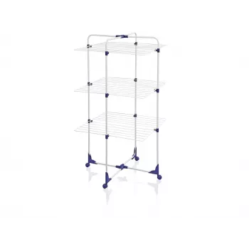 LEIFHEIT Classic Tower 270 ruhaszárító beltéri és kültéri használatra, 27 m szárítóhossz, összecsukható, 3 szint, fehér/kék