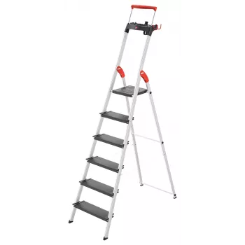 Hailo L100 TopLine 8050-607 alumínium háztartási létra, 6 fokkal, multifunkciós tálcával