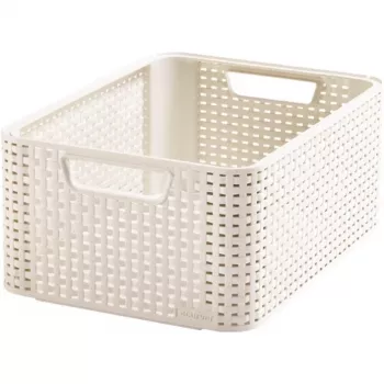 Curver Style M 17L tárolódoboz fedéllel, rattanhatású, krém