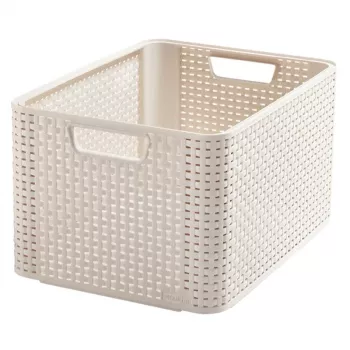 CURVER Box Style L 43,6 x 32,6 x 23 cm krém – összecsukható szövet tárolódoboz fedéllel és fogantyúkkal, 32,7 L